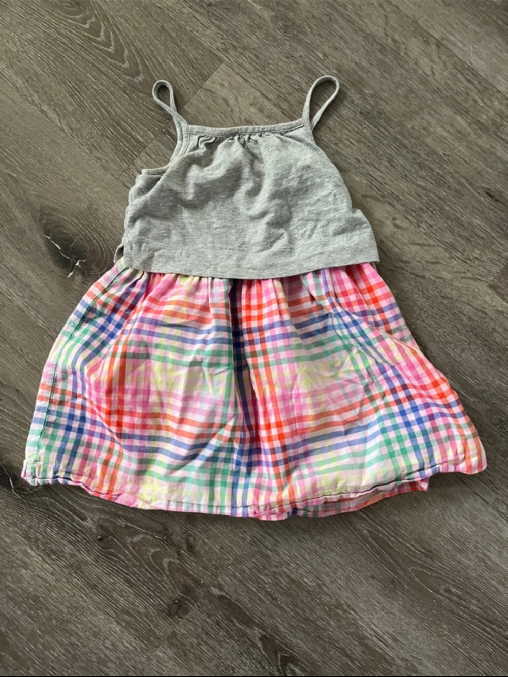 GAP Gray Tank Top with Multicolor Plaid Skirt Girls Dress
